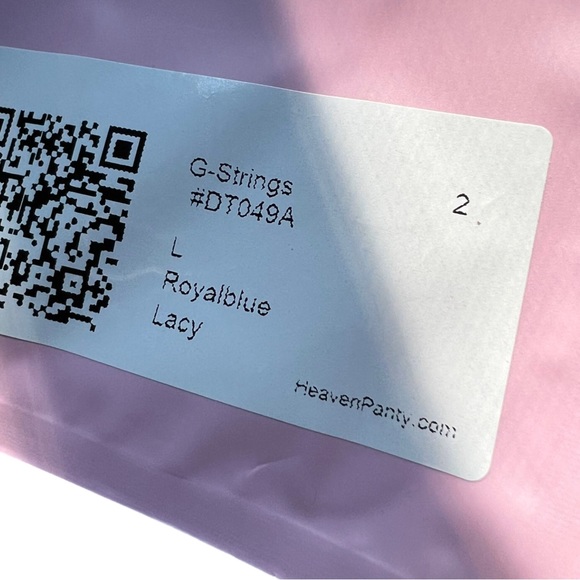 Heaven Panty Large L Lace G-String Thong in Blue, Adjustable, Rose Gold Hardware - Picture 6 of 6